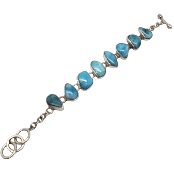 Krystyna's Sterling Silver Larimar Chain Toggle Bracelet # 20247 - Picture 4 of 10